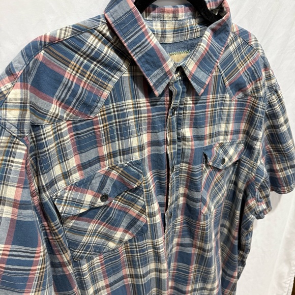 Western Plaid Cowboy Short Sleeve Button Front Workwear Shirt XXL Outdoor Life - Picture 5 of 12
